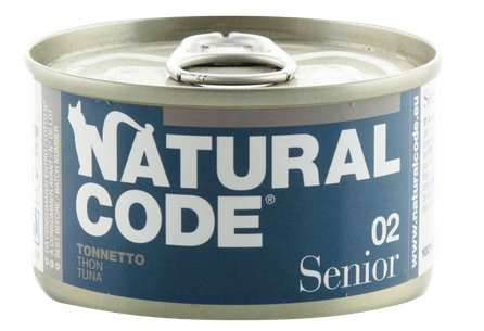 NATURAL CODE Senior 02 Тунец консервы для кошек, 85 г