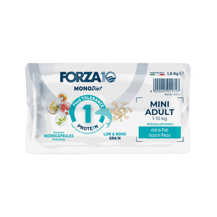 FORZA10 Monodiet Mini Adult Ar Zivi, Suņiem sausā barība, 1.5 kg