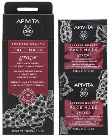 APIVITA Express Beauty With Grape (8 ml) sejas maska, 2 gab.