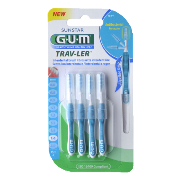 GUM Trav-Ler 1,6 mm zobstarpu birstīte, 6 gab.