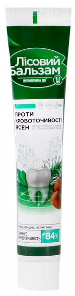 LESNOJ BALZAM with extracts of oak bark and white alder on herbal decoction toothpaste, 75 ml