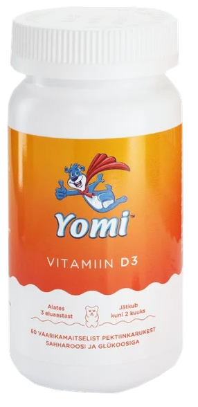 YOMI D3 Vitamīns košļājamās tabletes, 60 gab.