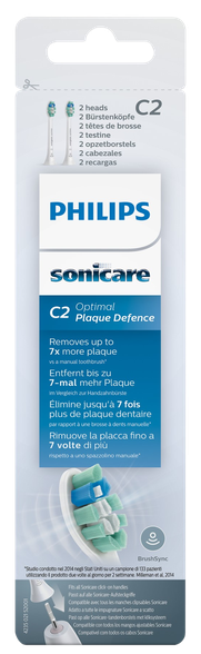 PHILIPS Sonicare Optimal Plaque Defense elektriskās zobu birstes uzgaļi, 2 gab.
