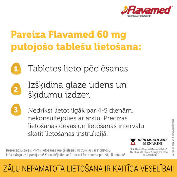 FLAVAMED 60 mg putojošās tabletes, 10 gab.