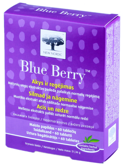 NEW NORDIC Blue Berry tabletes, 60 gab.
