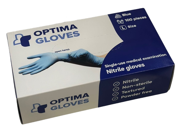 OPTIMA Size L, Blue, nitrile gloves, 100 pcs.