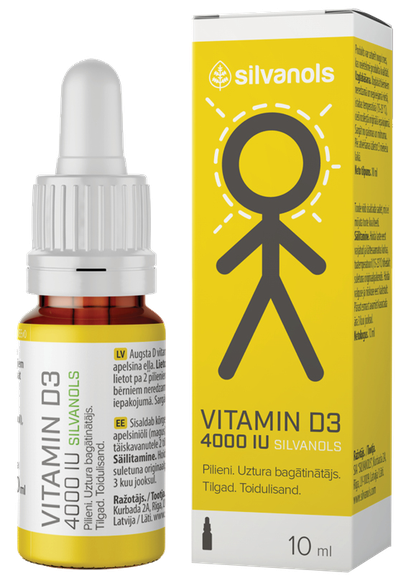 SILVANOLS Premium Vitamin D3 4000 IU pilieni, 10 ml