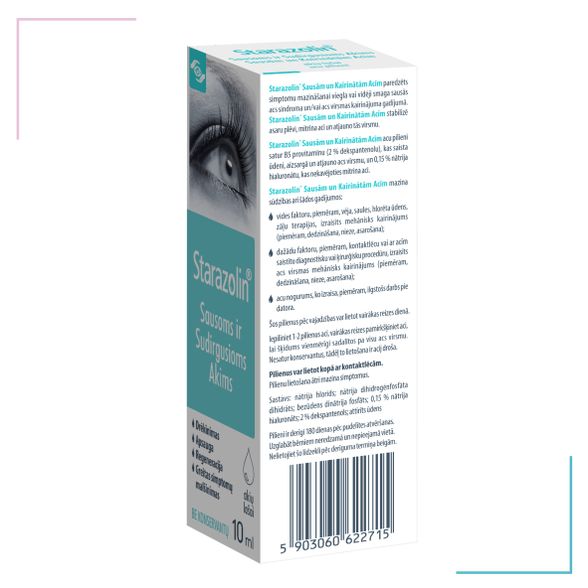 STARAZOLIN   Sausām Un Kairinātām Acīm pilieni, 10 ml