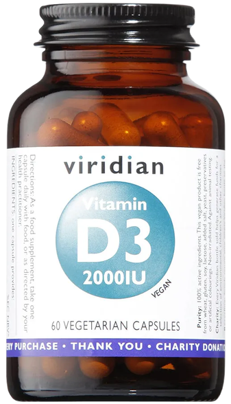 VIRIDIAN Vitamin D3 2000iu Vegan kapsulas, 60 gab.