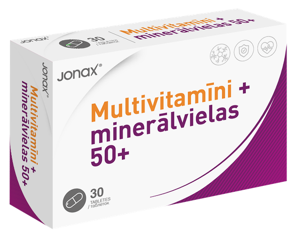 JONAX Multivitamīni + Minerālvielas 50+ tabletes, 30 gab.