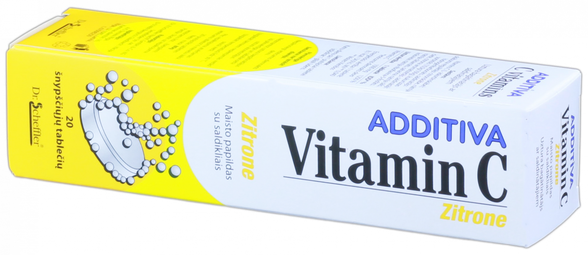 ADDITIVA Vitamin C Zitrone putojošās tabletes, 20 gab.