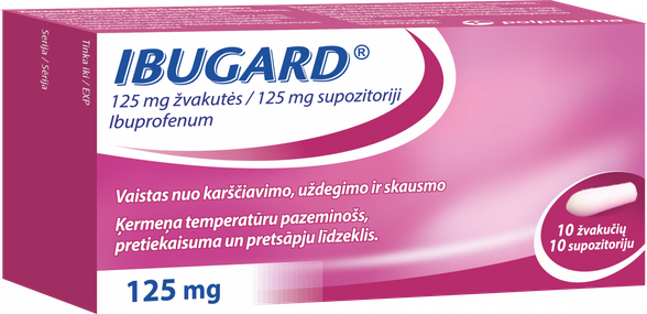 IBUGARD 125 mg supozitoriji, 10 gab.
