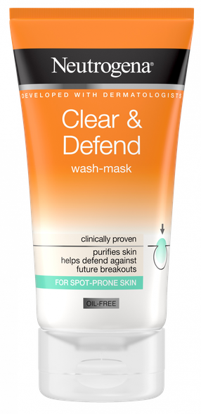 NEUTROGENA Clear&Defend 2in1 Wash-Mask attīrošs līdzeklis, 150 ml