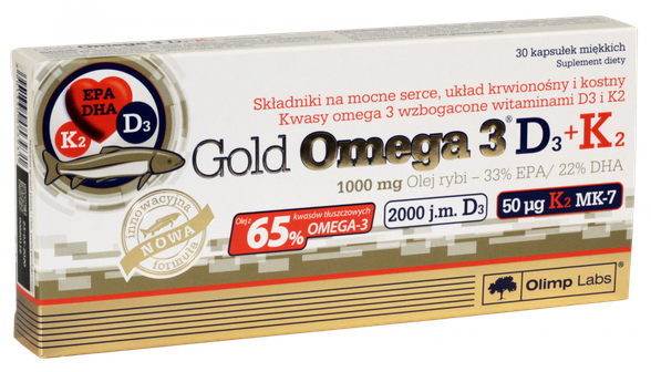 Olimp Labs Gold Omega-3 D3+K2 kapsulas, 30 gab.