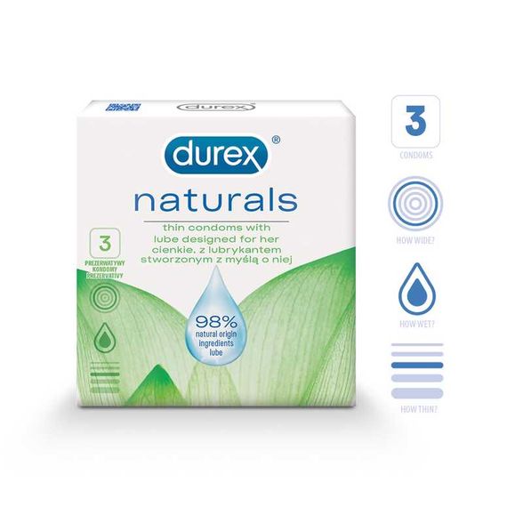 DUREX Naturals презервативы, 3 шт.