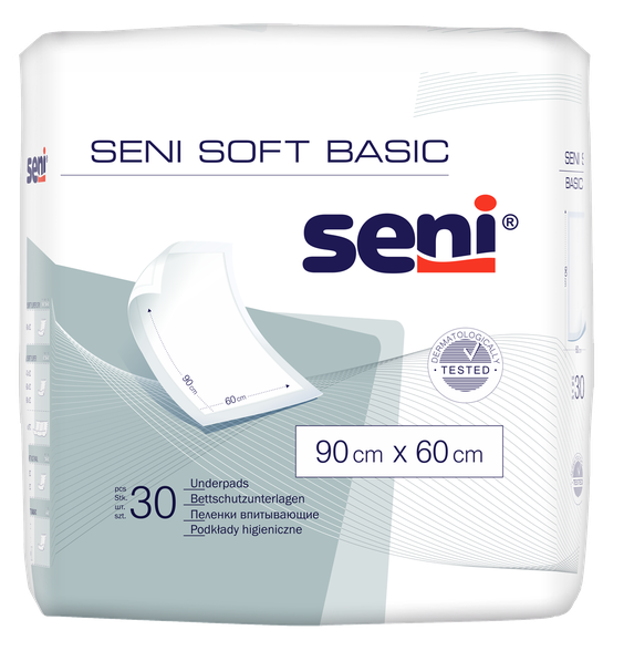 SENI Soft Basic 60 x 90 cm absorbējošie palagi, 30 gab.