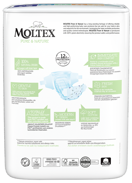 MOLTEX Eco Pure & Nature 6 XL (16-30 кг) подгузники, 21 шт.