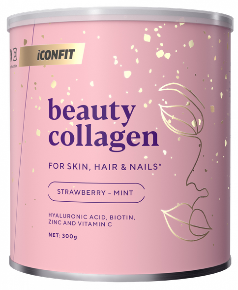 ICONFIT Beauty Collagen - Zemeņu-Piparmētras pulveris, 300 g