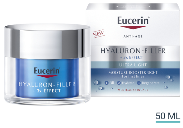 EUCERIN Hyaluron-Filler intensīvi mitrinošs nakts gēlkrēms ar trīskāršu efektu sejas krēms, 50 ml