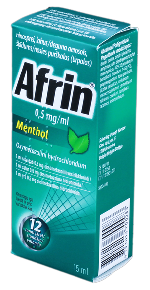 AFRIN Menthol 0,5 мг/мл спрей для носа, 15 мл