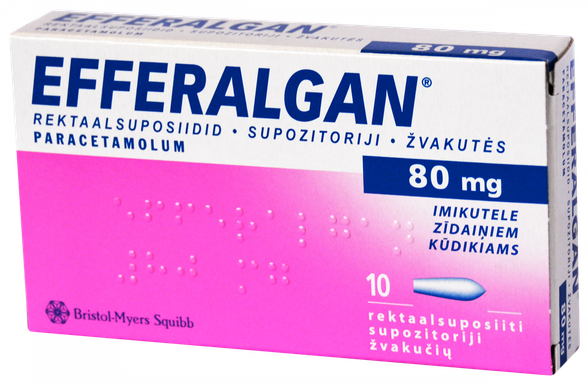 EFFERALGAN 80 mg suppositories, 10 pcs.