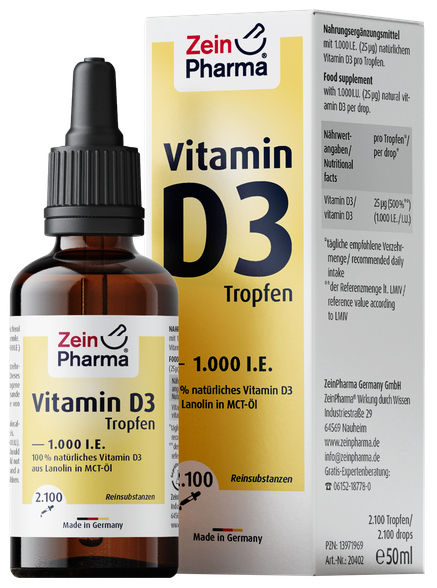 ZEINPHARMA Vitamin D3 Tropfen 1000 SV šķidrums, 50 ml