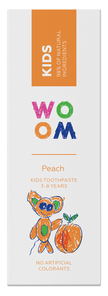 WOOM Kids Peach 3-8 gadi zobu pasta, 50 ml