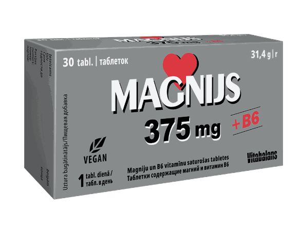 MAGNIJS 375 mg + B6 таблетки, 30 шт.