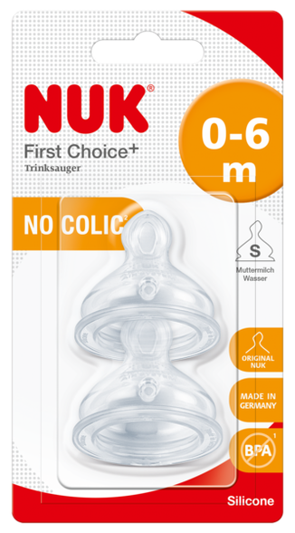 NUK First Choice+ S (0-6 m) Silikona knupis, 2 gab.