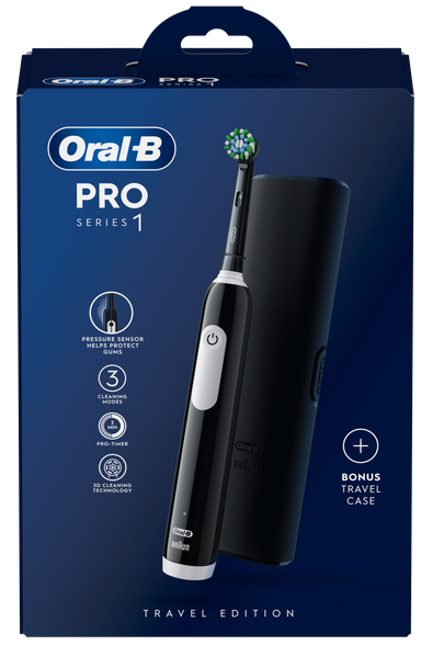 ORAL-B Pro Series 1 ar ceļojumu futrāli elektriskā zobu birste, 1 gab.