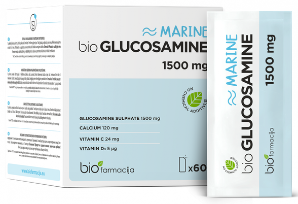BIOFARMACIJA Glucosamine Marine 1500 mg powder, 60 pcs.