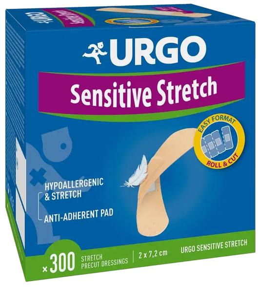 URGO  Sensitive Strech эластичный пластырь, 300 шт.