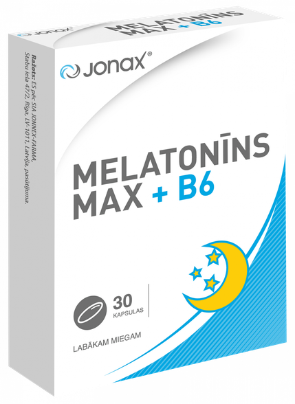 JONAX Melatonīns Max + B6 kapsulas, 30 gab.