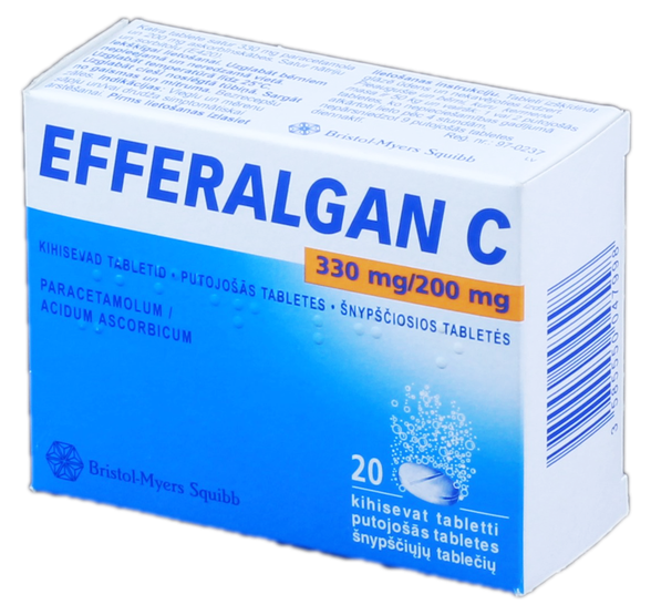 EFFERALGAN C 330 мг/200 мг шипучие таблетки, 20 шт.