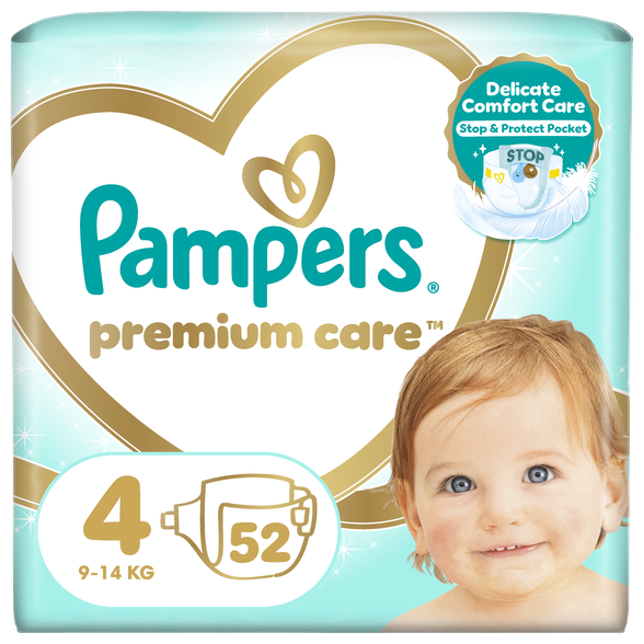 PAMPERS Premium Care 4 Maxi  9 - 14 kg diapers, 52 pcs.