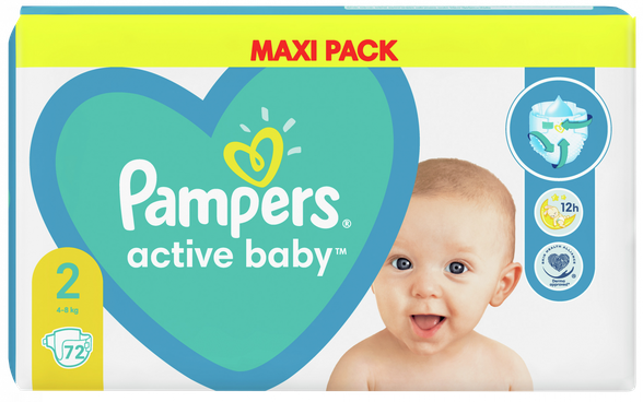 PAMPERS Active Baby Maxi 2 (4-8 kg) diapers, 72 pcs.
