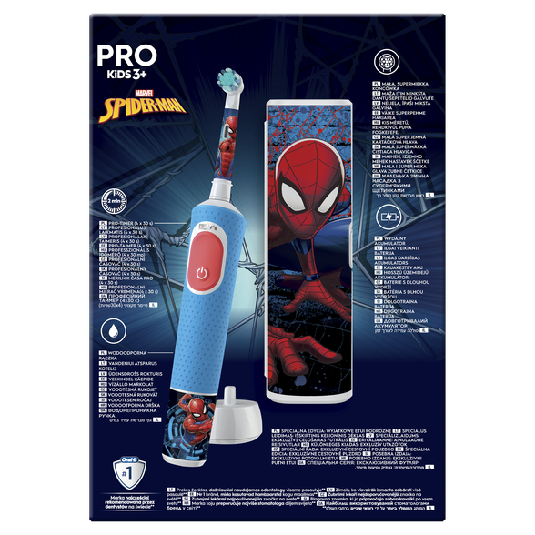 ORAL-B Pro Kids Spiderman with travel case electric toothbrush, 1 pcs.