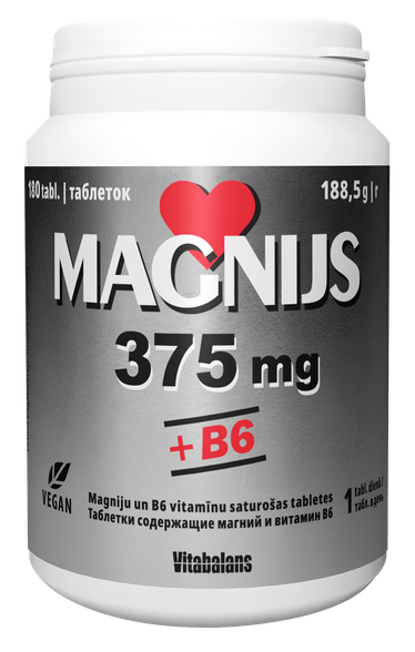 MAGNIJS 375 mg + B6 tabletes, 180 gab.