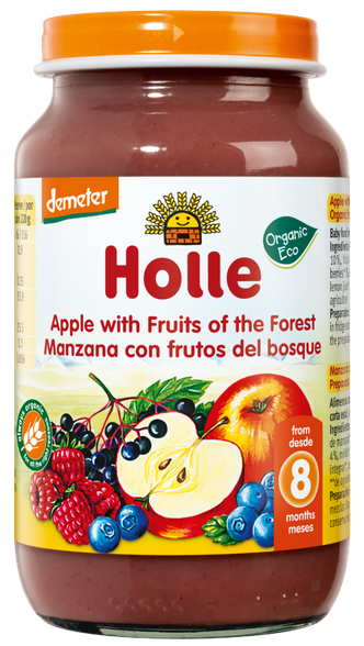 HOLLE Apple and wild berries puree, 220 g