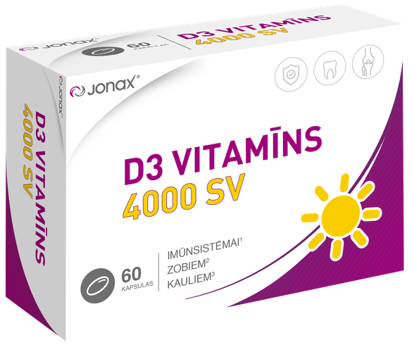 JONAX D3 vitamīns 4000 SV kapsulas, 60 gab.