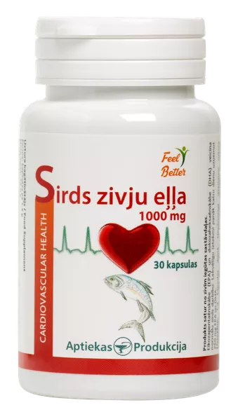 APTIEKAS PRODUKCIJA Sirds Zivju Eļļa 1000 mg kapsulas, 30 gab.