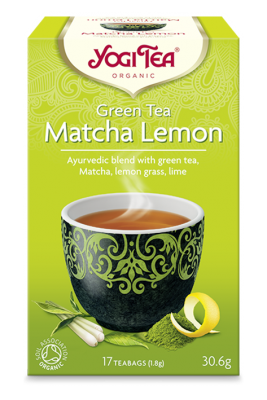 YOGI TEA Zaļā Matcha tēja ar Citronu tēja maisiņos, 17 gab.