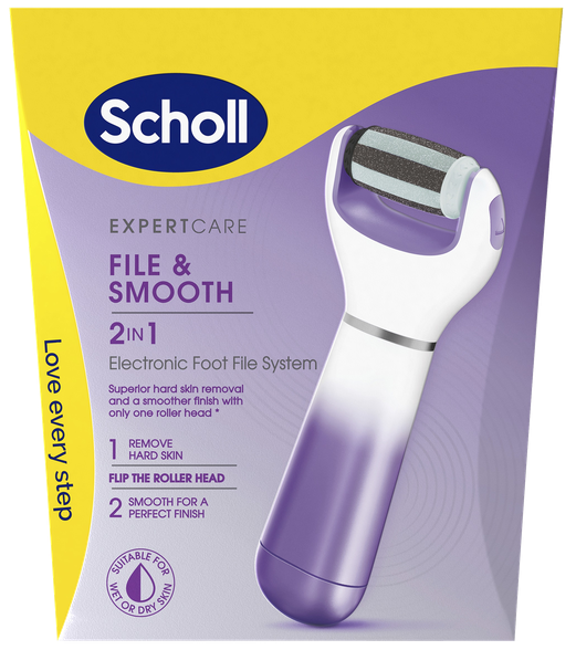 SCHOLL File&Smooth 2in1 electronic foot file system, 1 pcs.