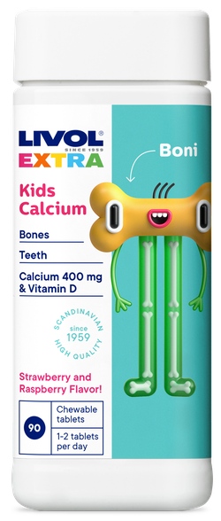 LIVOL  Extra Kids Calcium košļājamās tabletes, 90 gab.