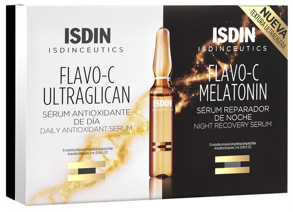 ISDIN Isdinceutics Flavo-C Melatonin + Ultraglican ampulas, 20 gab.