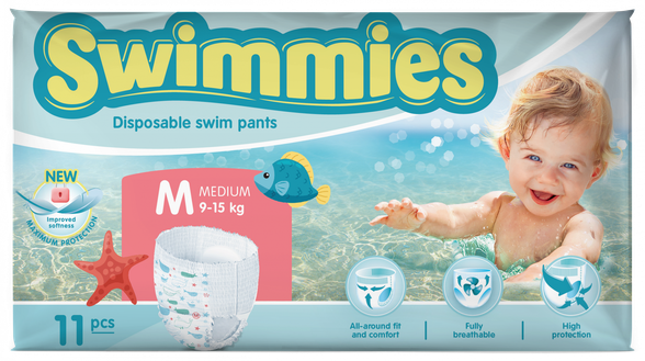 MOLTEX Swimmies M (9-15 kg) swimming nappy pants, 11 pcs.