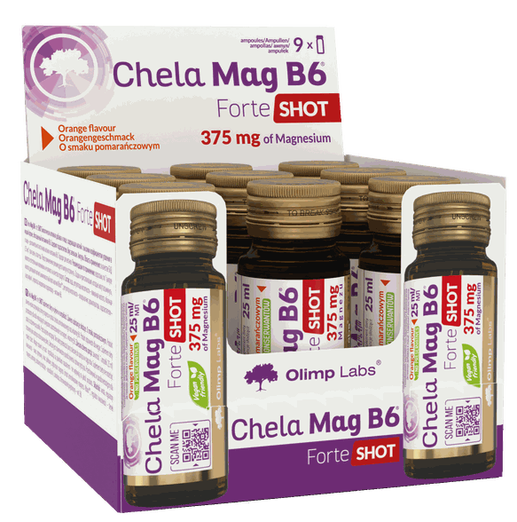 OLIMP LABS Chela - Mag B6 Forte Shot (25 ml) Orange ampulas, 9 gab.