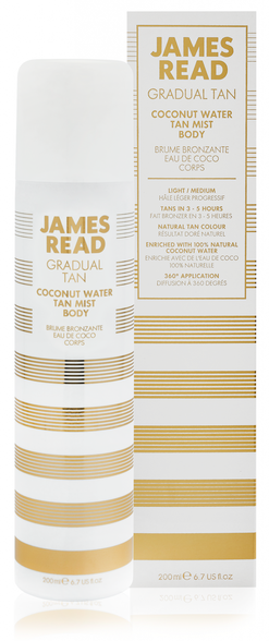 JAMES READ Gradual Tan Coconut Water ar iedeguma efektu ķermenim sprejs, 200 ml