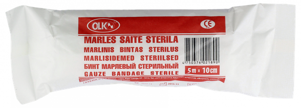 OLKO  стерильный 10см х 5м бинт марлевый, 1 шт.