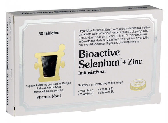 BIOACTIVE Selenium + Zinc tabletes, 30 gab.